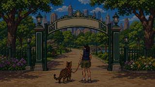 Chacha and her companion enter Central Park